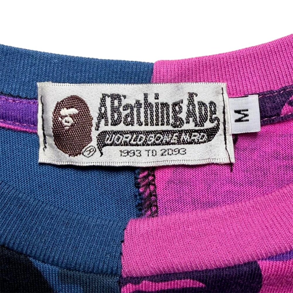 A BATHING APE Split Two Tone Leopard Ape Print Tee - Picture 9 of 9